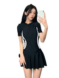 Wow Swimsuit Woman New Conservative Dress-Style Belly Flat-Angled Hot Spring Swimming Suit Bolisi 8499