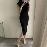 Pure Babes Skirt Open Forked Bag Hip Repair Body Waist Folds Sexy Dating Dress Little Mother Repair Small Black Dress