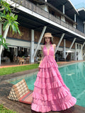 2026 Pure Lust Wind Hanging Back Line Fairy Dress Woman Seaside Lotus Leaf Side Hanging Dress